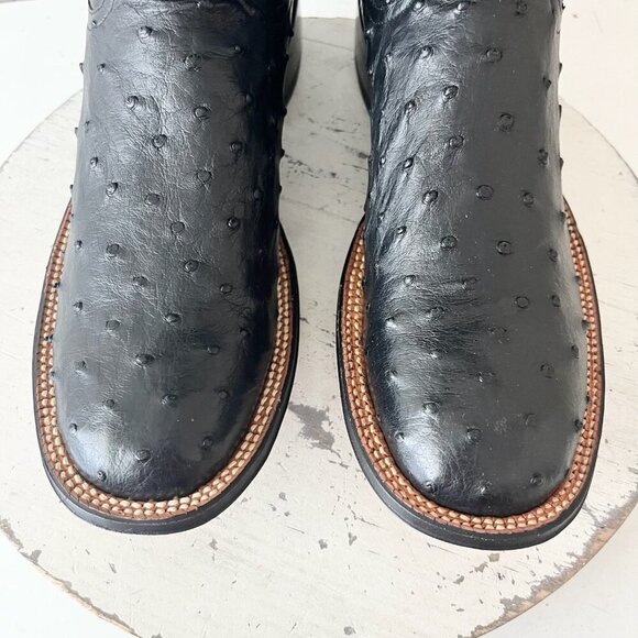NEW Rod Patrick Mens Cowboy Boots 10 AAA Black Ostrich Leather Western Round Toe - Picture 6 of 13